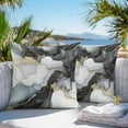 thumbnail image 4 of Black Grey Marble Outdoor Pillow Covers Pack of 2 White Golden Abstract Art Waterproof Throw Pillow Covers Decorative Cushion Cases for Patio Garden Tent Balcony Couch 26x26 inch, 4 of 8