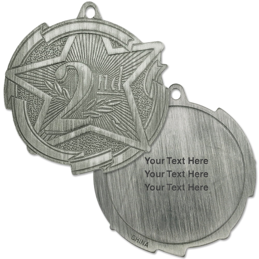 2nd Place Silver Award Sports School Medal Personalized Engravable Custom