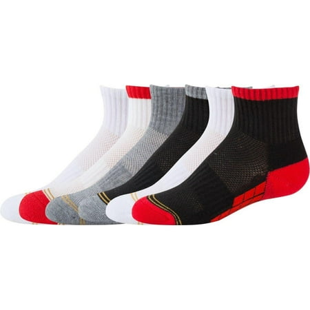 Gold Toe Boys Ultra Tec Athletic Quarter Socks, 6-Pairs, Color Block ...
