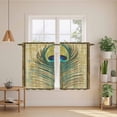 thumbnail image 3 of Retro Peacock Feathers Kitchen Curtains, Vintage Abstract Art Light Filtering Window Curtain Panels, 2Pcs Rod Pocket Window Treatments Set for RV Dining Room Study Room 42x45 Inches, 3 of 9