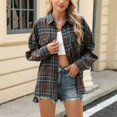 thumbnail image 5 of vigerkar Women's Oversized Plaid Flannel Button Down Long Sleeve Fall Winter Jacket (Coffee, M), 5 of 6