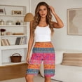 thumbnail image 4 of Sewkxo Womens Bermuda Shorts Knee Length Dressy Causal Elastic Waist Buttons Linen Shorts Summer Beach Shorts with Pockets,Red M, 4 of 8