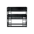 thumbnail image 4 of Bellemave Rubber Wood Triple Bunk Bed Twin over Twin over Twin Bunk Bed Frame with Fence-shaped Guardrails and Ladders Detachable Bunk Bed Convertible 3 Bunk Bed for Teens, Black, 4 of 11