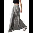 thumbnail image 1 of Pantalones Palazzo Holgados de Cintura Alta Elástica para Mujer, Informales, con Bolsillos, Holgados y Largos de Otoño Gris M, 1 of 8