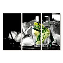Elephant Stock Rosemary Cocktail Wall Art - Horizontal Multi Panel Canvas - Dining Room Wall Decor - Food And Drink Multi Panel - Black And Gray Decor - 23" x 14"