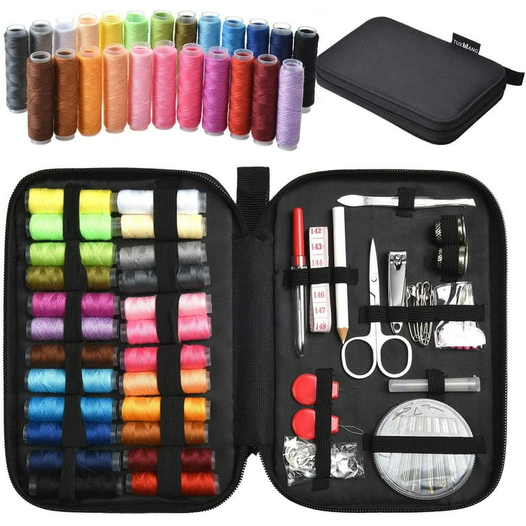 Jetcloudlive 128pcs Portable Travel Sewing Box Kit Needles Thread Stitching  Kit DIY Sewing Supplies Premium Mini Sewing Accessories 