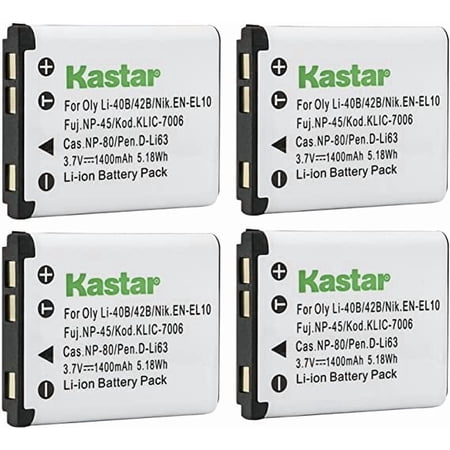 Kastar Li-42B Battery 4-Pack Replacement for iKan PDMOVIE Remote Air Pro 3 and Live Air 2 Motor HP (Hewlett Packard) PW460t PW550z SW450 Minolta MN12Z Digital Camera