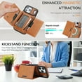 thumbnail image 4 of Designed for iPhone 17 Pro Wallet Case,2-in-1 Magnetic Detachable Card Holder,Compatible with Mag-safe,With Kickstand,PU Leather Anti-Scratch Shockproof Rugged Phone Case,Brown, 4 of 10