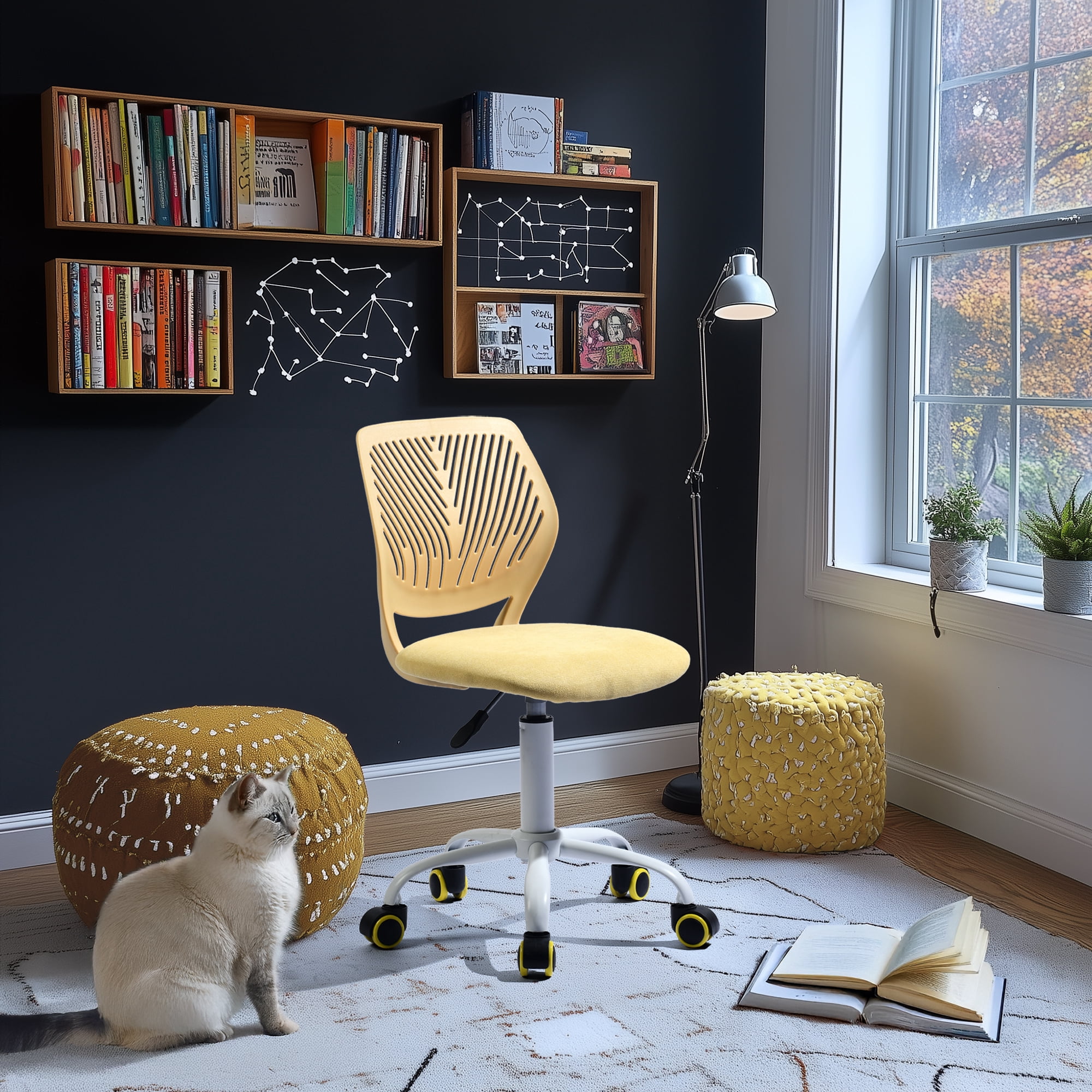 Homy Casa Adjustable Kids Desk Chair, Ergonomic Student Chair for Study, School or Bedroom, Yellow