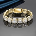 thumbnail image 3 of Huge 12MM Tennis Bracelet for Men Women in Eternity Design 18k Gold Yellow Plated Iced Out Cubic Zirconia Lab Simulated Diamond Tennis Wrist Chain Bracelets Hip Hop Jewelry, 3 of 13