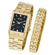 Elgin Adult Male Analog Metal Bracelet Wristwatch Set in Gold with 4 Diamonds (FG9031ST)