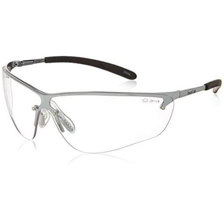 

Bollé Safety 40073 Silium Safety Eyewear with Silver Metal + TPE Semi-Rimless Frame and Clear Lens