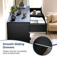 thumbnail image 3 of GlasFlength Buffet Cabinet with Storage, Multi-Purpose Storage Cabinet with 6 Drawers, Sideboard In Living Room, Entrance, Hallway Buffet Cabinet, 110*35*76 Inches,Black, 3 of 5