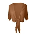 thumbnail image 7 of CIENVNSTG Women's Chiffon Cropped Bolero Sheer Shrugs Lightweight Short Bolero Cardigan Trendy 2026 Summer Tops Light Brown 2XL, 7 of 7
