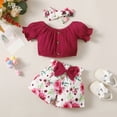 thumbnail image 6 of Mercatoo Girls Summer Clothes Solid Color Stripe Tops Flower Print Shorts and Hairband Suit Suitable Size 8 Girls Outfit Set, 6 of 9