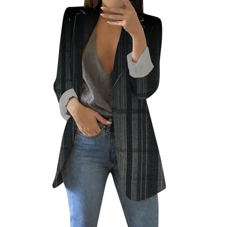 

nsendm Coat For Women Long Sleeve Blazer Open Front Cardigan Jacket Casual Work Office Maternity Coats Extender Coat Black Small