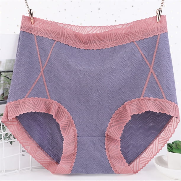 Puntoco Ropa interior corta para mujer, calzoncillos de verano de cintura alta con encaje sólido grande para mujer