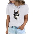 thumbnail image 2 of Tops de Cuello Alto para las Mujeres Amante Impreso Camiseta Cuello Redondo Manga Corta, Poliéster Spandex, 2 of 7