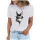 thumbnail image 2 of Tops de Cuello Alto para las Mujeres Amante Impreso Camiseta Cuello Redondo Manga Corta, Poliéster Spandex, 2 of 7