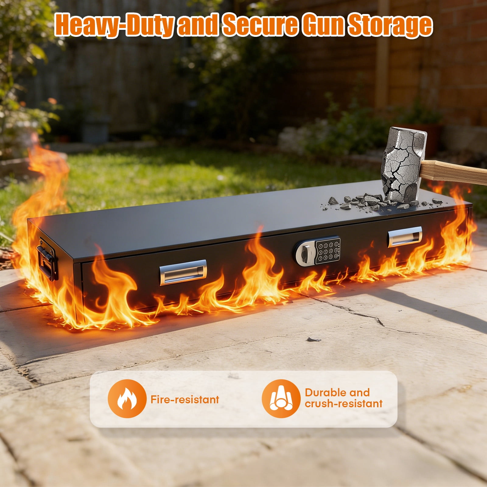 Metateel Under Bed Gun Safe Drawer - Long Storage Case for Car Trunk Gun Storage - 43.3"L x 13.8"W x 5.5"H