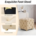 thumbnail image 6 of LEHZROAJ Button Tufted Velvet Vanity Stool with Metal Legs, Modern Makeup Ottoman, Upholstered Foot Rest Footstool for Living Room Bedroom （Beige）, 6 of 9