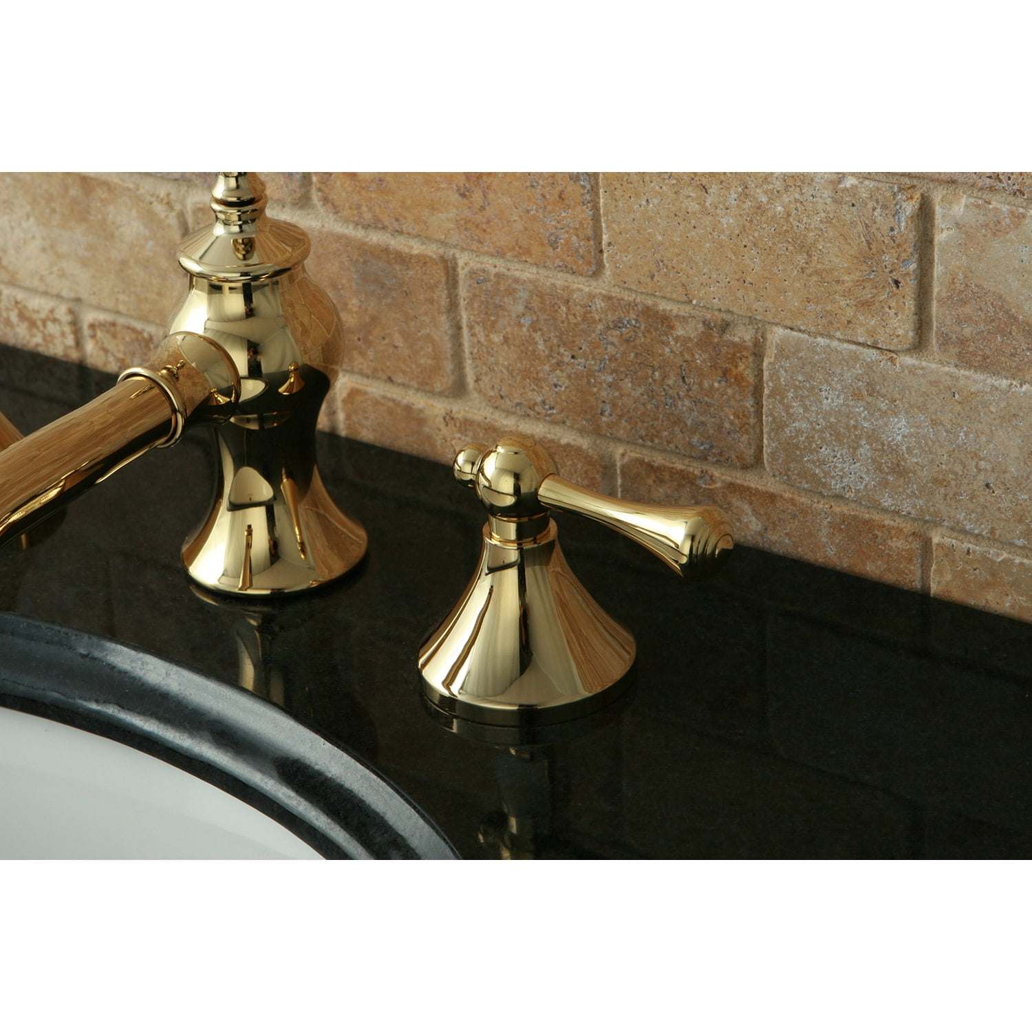 Kingston Brass KC7062BL Widespread Lavatory Faucet with Brass Pop-Up, Polished Brass