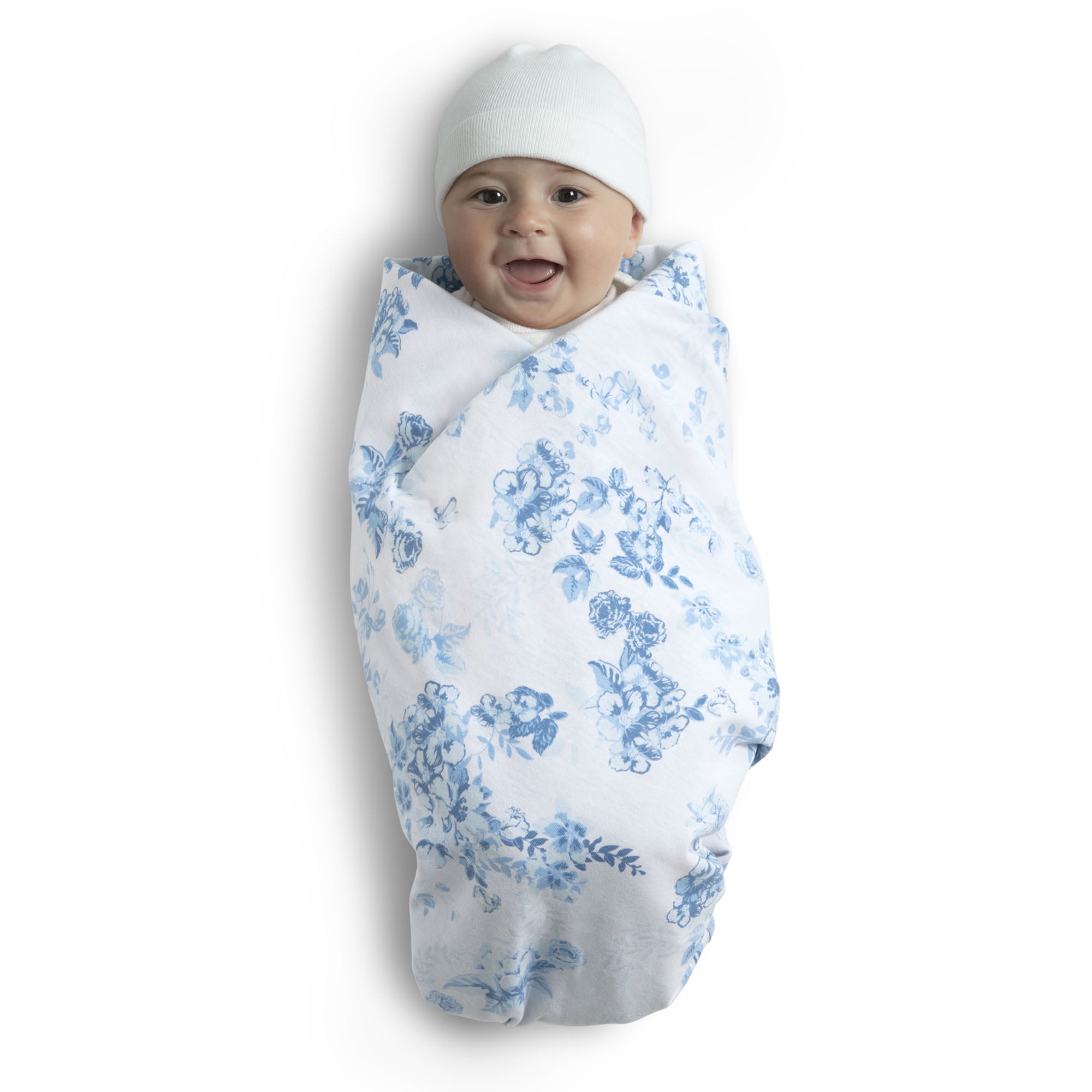 Delta Children 100% Organic Jersey Cotton Baby Receiving Blankets for Girls and Boys – 30x40 Inches - GOTS Certified (Pack of 2), Blue Botanicals