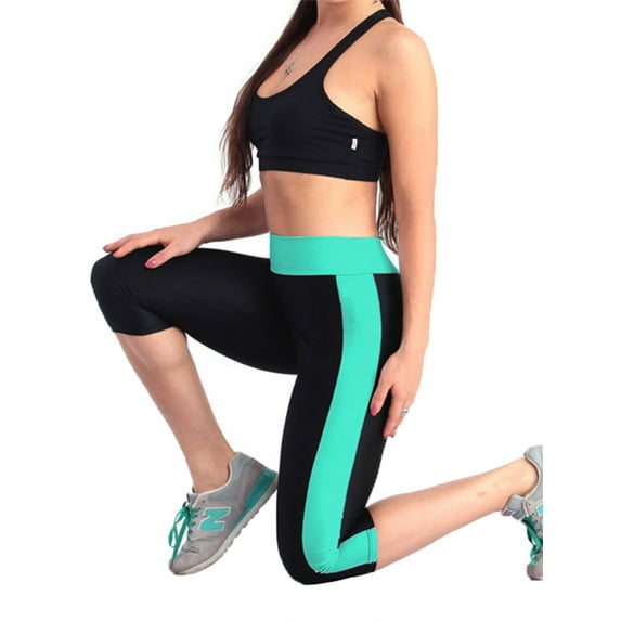 High Waist Yoga Pants Capri with Pockets – Tummy Control Workout Leggings for Women Color Block Activewear S-5XL