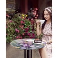 thumbnail image 4 of nqOlkjepod Teal Spring Floral Round Tablecloth, Fitted Table Cover with Elastic for 36"-44" Round Tables, Modern Oil Painted Daisy Botanical Table Cloth Outdoor Dinning Party Waterproof Tablecloths, 4 of 6