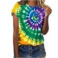 thumbnail image 2 of VBTAPA Womens Short Sleeve T-shirts Tie Dye Graphic Tees Summer Casual Workout Round Neck Tee Tops Lightning Sales Multicolor XXL, 2 of 5
