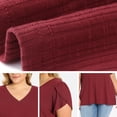 thumbnail image 5 of DARING DIVA Women's Plus Tulip Sleeve V Neck T Shirts Basic Blouses 1X Burgundy, 5 of 6