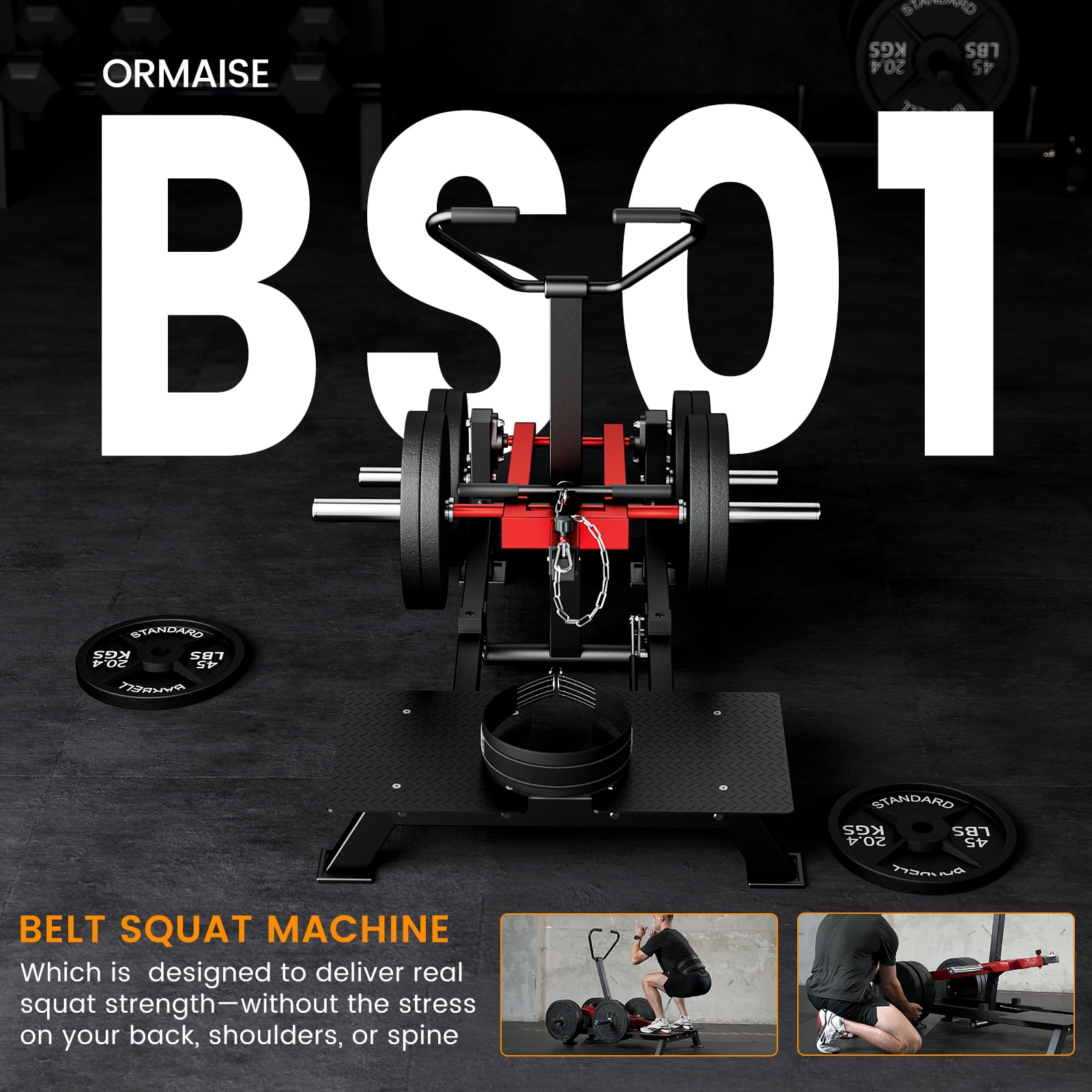 syedee Belt Squat Machine, Leg Machine for Strength Training, Hack Squat Machine with Weightlifting Belt - 4 Adjustable Positions, 800lb Weight Capacity