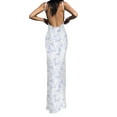thumbnail image 3 of Michellecmm Women Sexy Vintage Satin Maxi Dress Chic Tube Backless Spaghetti Strap Bodycon Long Dress Floral Printed Sundress, 3 of 8