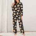 thumbnail image 2 of Yiaed Flower Fox Print Pajamas Women's Long Sleeve Sleepwear Soft Button Down Loungewear Pjs Lounge Set Nightwear Womens Pajama Pants-Large, 2 of 7