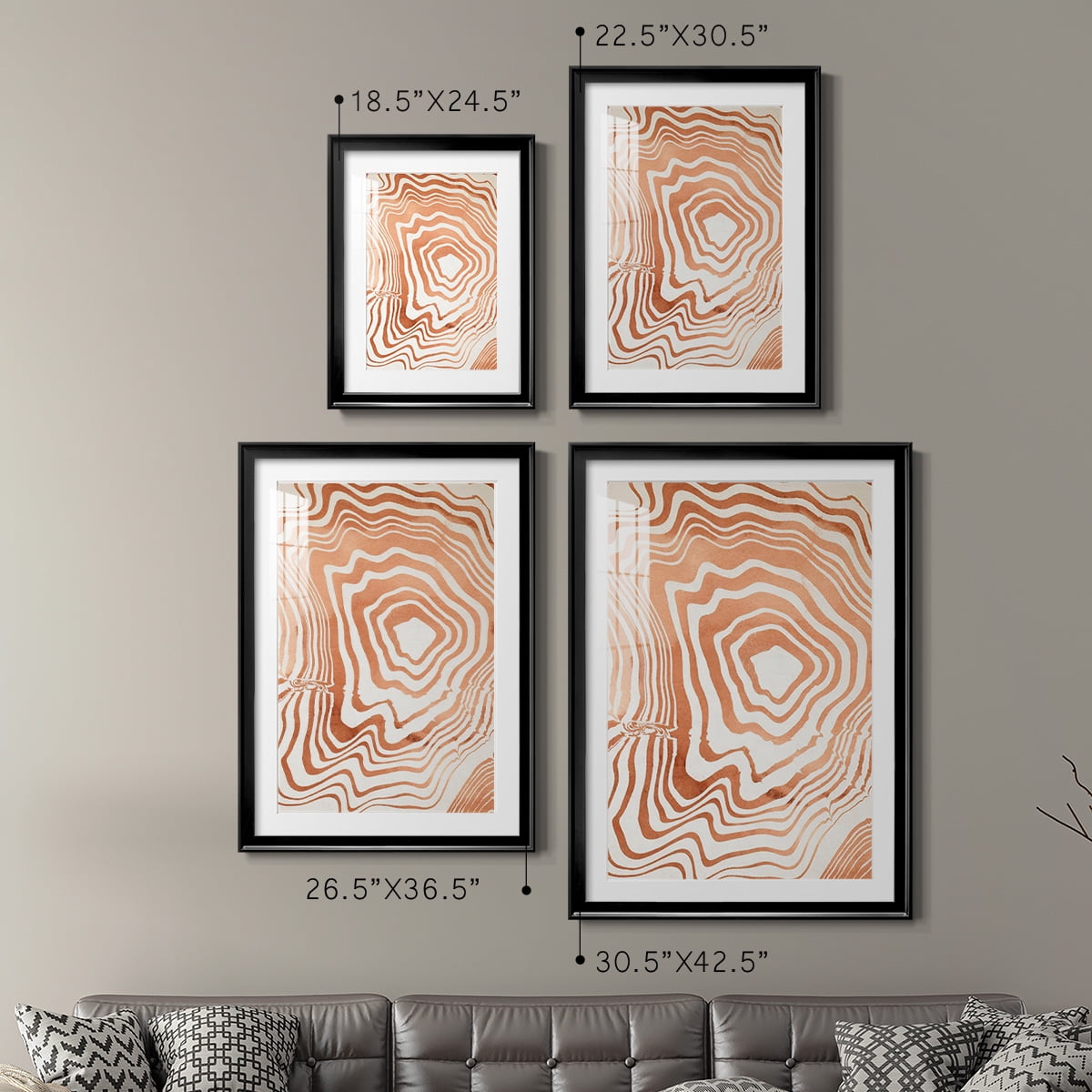 Wexford Home Wood Grain Suminagashi I Premium Framed Print, 18.5" x 24.5" - Ready to Hang, Black (Set of 2)
