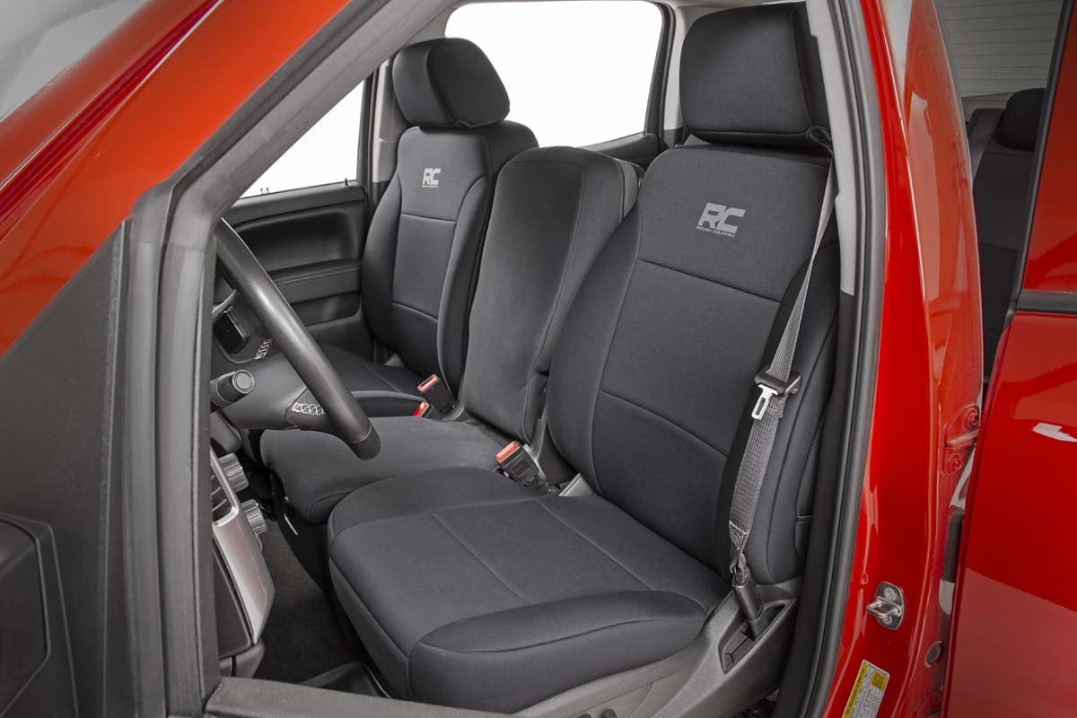 Rough Country 91026 Neoprene Seat Covers Black 1st Row 2014-2020 Tundra Exact Fit