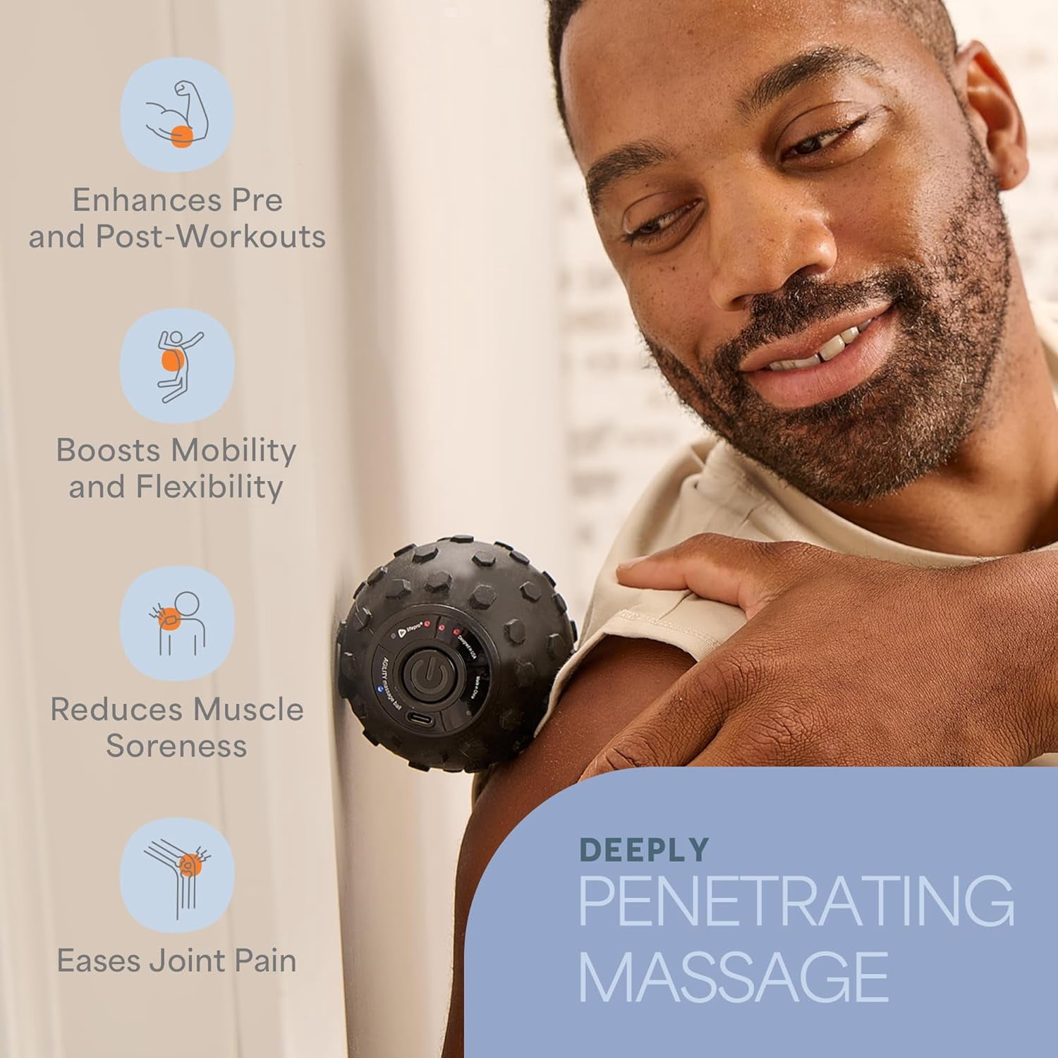 LifePro Agility 4-Speed Vibrating Massage Ball for Trigger Point &  Myofascial Release - Black