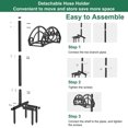 thumbnail image 2 of Garden Hose Holder, Heavy Duty Freestanding Hose Hanger Holds 150ft Hose, Outdoor Detachable Metal Water Hose Holder Stand Rack for Yard Lawn, 2 of 7
