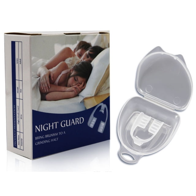 Graflsoa Nighttime Teeth Grinding Guard, Food-Grade Silicone Mouth Protector with Storage Case, Anti-Clenching & Anti-Swallow Design, 1-Pack, Transparent, Portable & Safe for All Sizes