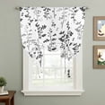 thumbnail image 2 of Black Grey Botanical Balloon Curtains 63 Inch Length for Living Room/Bedroom, Watercolor Spring Floral Summer Leaf Rod Pocket Privacy Door Curtains Decorative Tie Up Shade for Window 52"x63", 2 of 8
