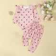 thumbnail image 2 of Suealasg 2Pcs Newborn Baby Girl Fall Outfits Clothes Set 3 6 12 Months Infant Girl Crew Neck Long Sleeve Heart Print Romper Long Pants Set, 2 of 9
