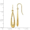 thumbnail image 3 of 14K Yellow Gold Polished And Textured Teardrop Dangle Earrings (39 X 7) Made In Turkey th956, 3 of 5