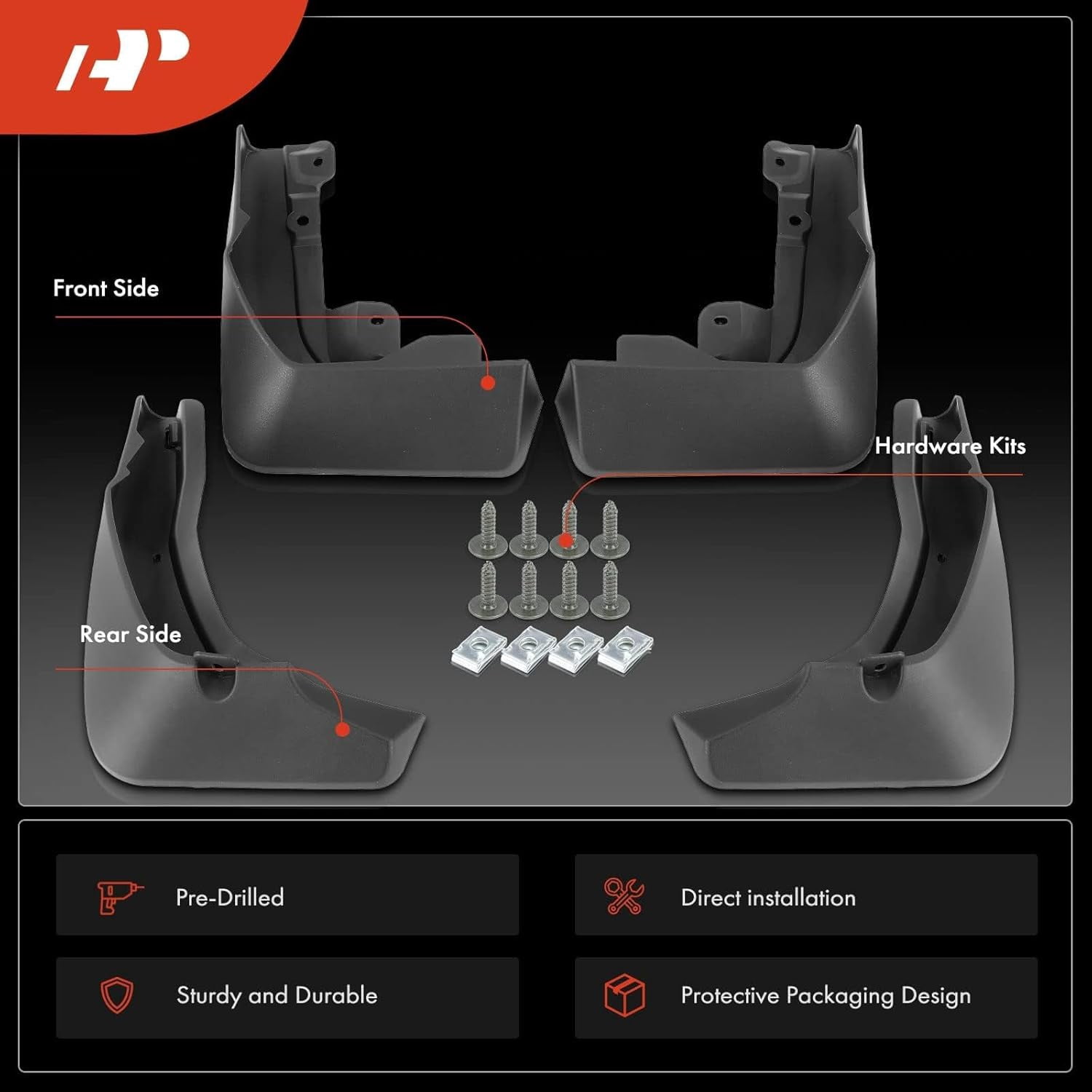 A-Premium Set of 4PCS Mud Flaps Splash Guards Mudguards Mudflaps W/Hardware Accessory Compatible with Honda CR-V CRV, 2023-2024, [EX-L EX Sport Utility], Front and Rear (Driver & Passenger Side)