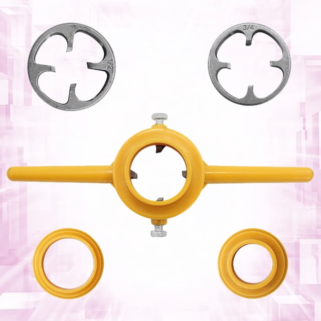 HONMEET 1Set Tap Wrench Set with Water Threading Die Plastic Screw Die Yellow for Home Use