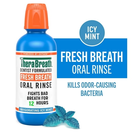 TheraBreath Fresh Breath Alcohol-Free Mouthwash, Mouth Rinse for Adults, Icy Mint, 16 fl oz