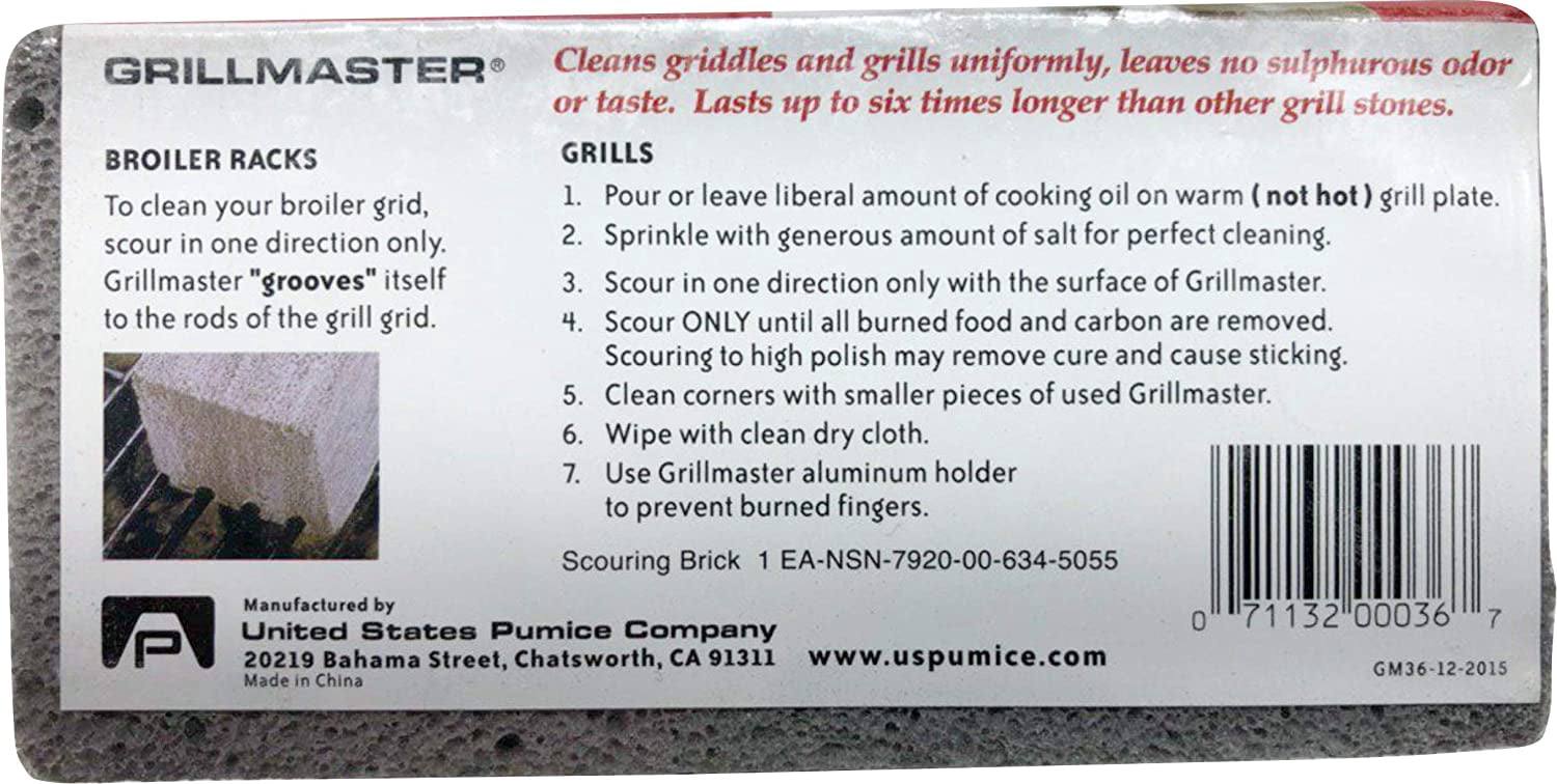 Grillmaster Griddle and Grill Cleaning Brick, 5.75 x 2.75, Gray, 12/Carton