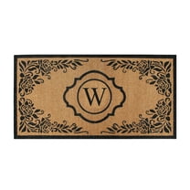 A1HC Natural Coir Monogrammed Floral Door Mat, 36"x72", Durable Anti-Shed Outdoor Door Mat, Heavy-Duty, Low-Profile, Easy to Clean