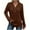 Brown, variant on hotojiny Women Fall Hoodies Sweater Loose Button V Neck Knit Hooded Tops Fashion Long Sleeve Curved Hem Ribbed Shirts