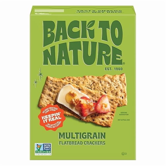 Back to Nature - Multigrain Flax Seeded Flatbread Crackers - Non-GMO, Made with Real Ingredients like Wheat Flour & Whole Grains - Seriously Tasty Snacks - 5 Ounce