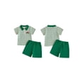 thumbnail image 2 of BemeyourBBs Toddler Baby Boy Golf Outfits Infant Boys Summer Clothes Short Sleeve Half Zipper Lapel Collar Golf Cart Embroidery Striped Shirt Top and Shorts Set Pockets, 2 of 9